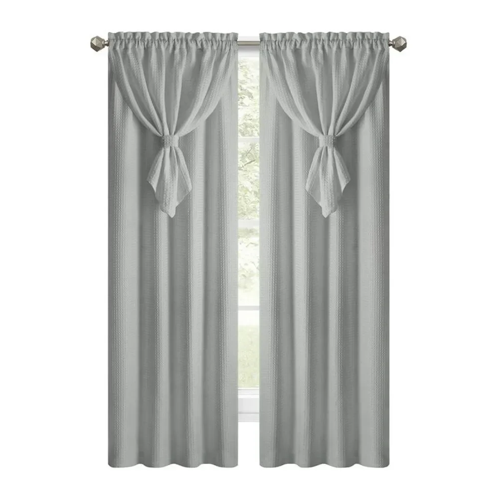 PowerSellerUSA Rod Pocket Blackout Window Curtains Panel with Attached Valance